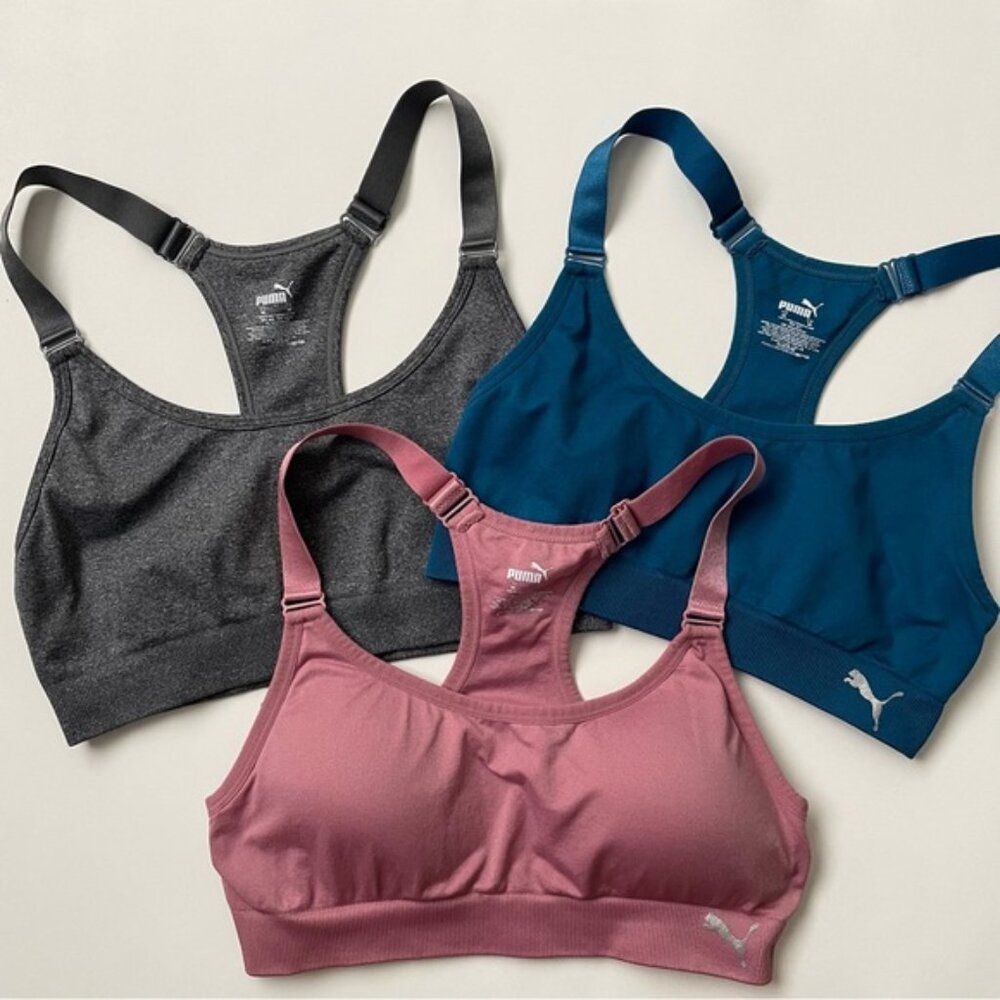 Puma 3 Pack Bundle Set Sports Bra Gym Workout Size Medium